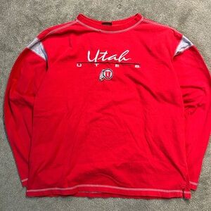 Vintage 90s Utah Utes Double Layered Embroidered Long Sleeve Shirt Large NCAA